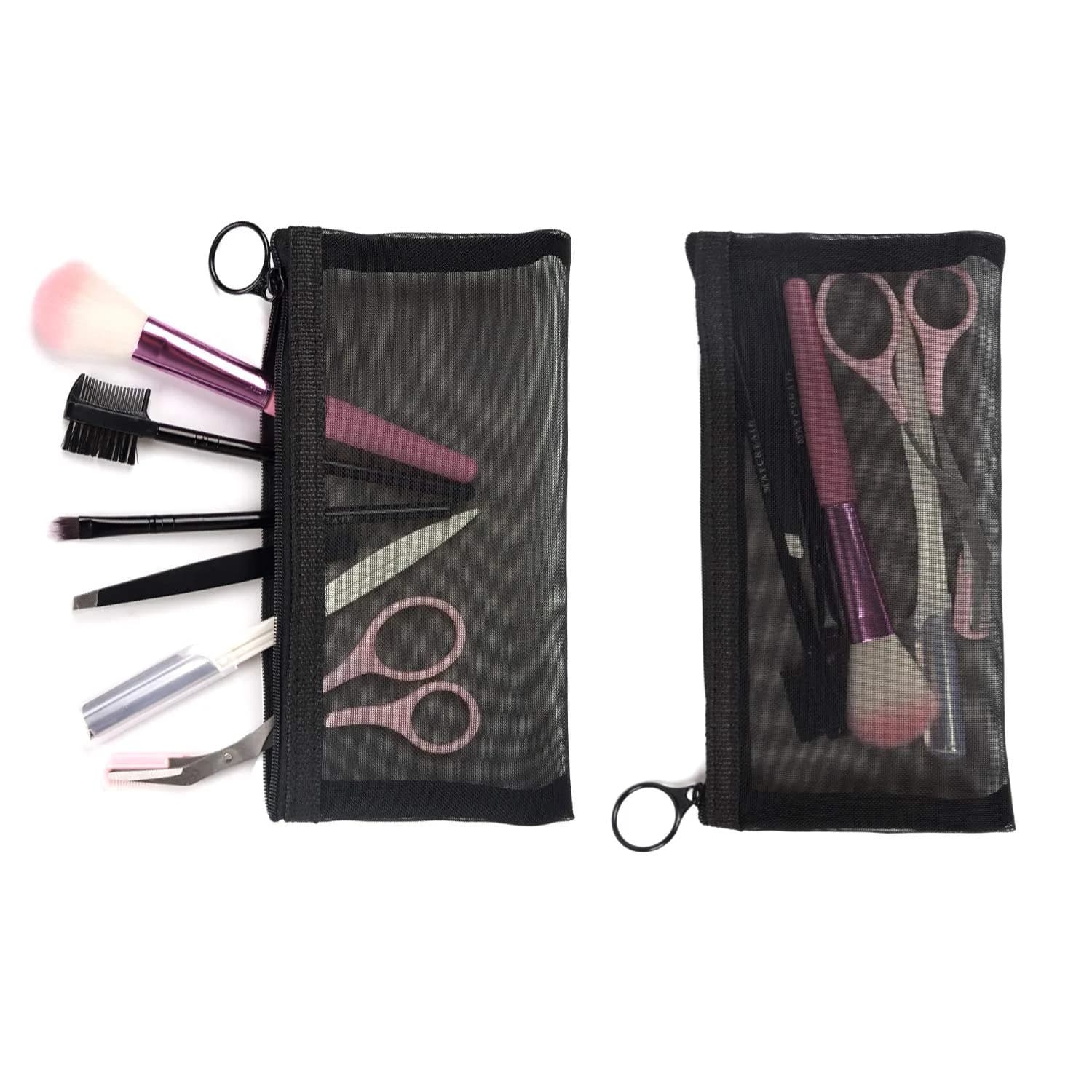 patu Zipper Mesh Bags Set of 5 (XS/S/M/L & Long Pouch) Black | Lightweight Travel Toiletry Organizer - view 6