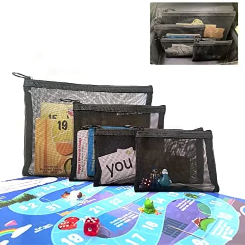 patu Zipper Mesh Bags Set of 5 (XS/S/M/L & Long Pouch) Black | Lightweight Travel Toiletry Organizer thumbnail 7