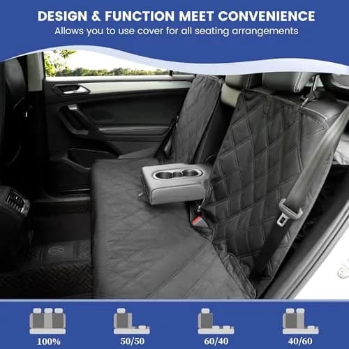 ALLANSING Heavy-Duty 900D Waterproof Back Seat Cover for Large SUVs | 142cm (56") Width, Black thumbnail 4