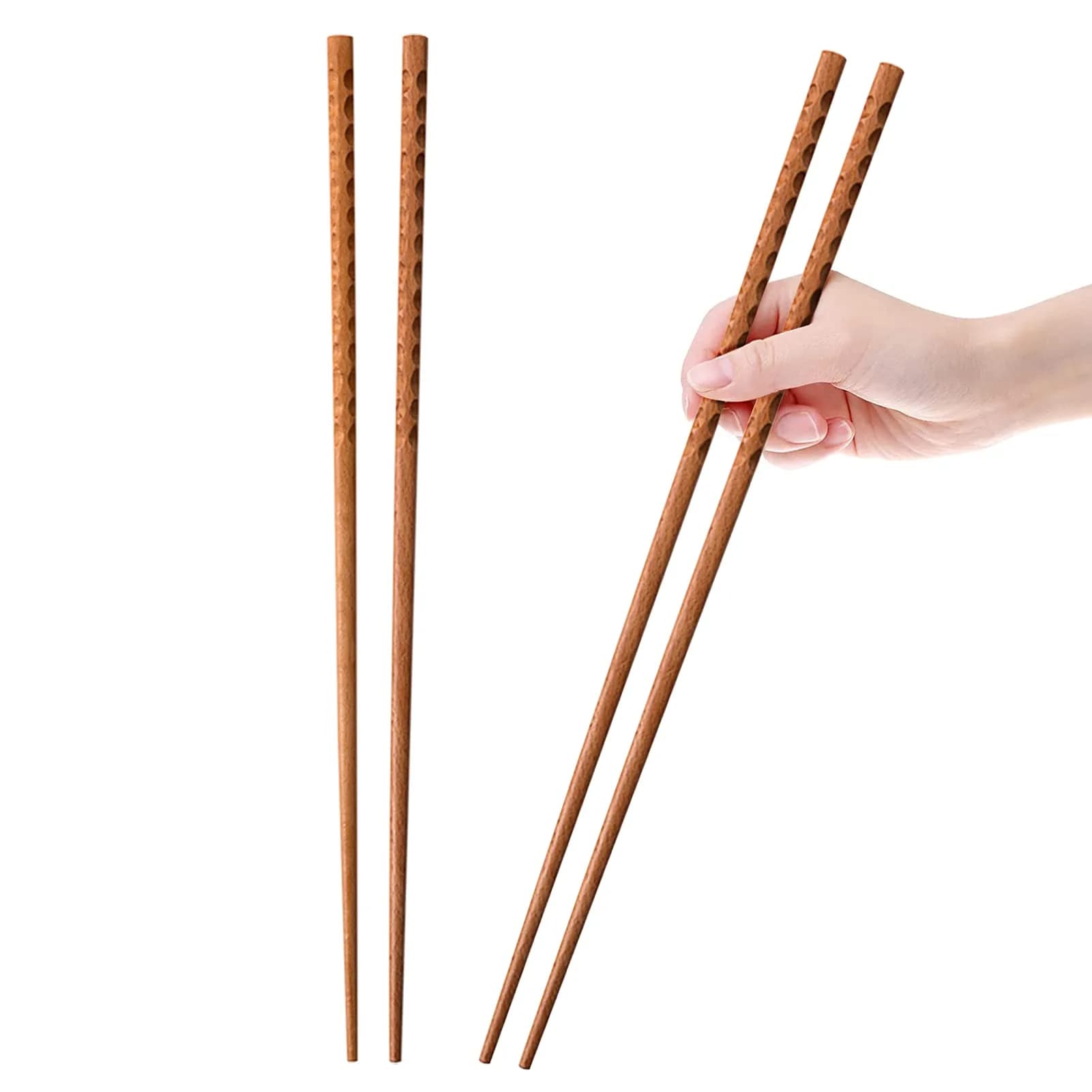Rockhouse 12.6 Inch Beech Wood Cooking Chopsticks (2 Pairs) | Anti-Slip Texture for Frying & Hotpot - main product image