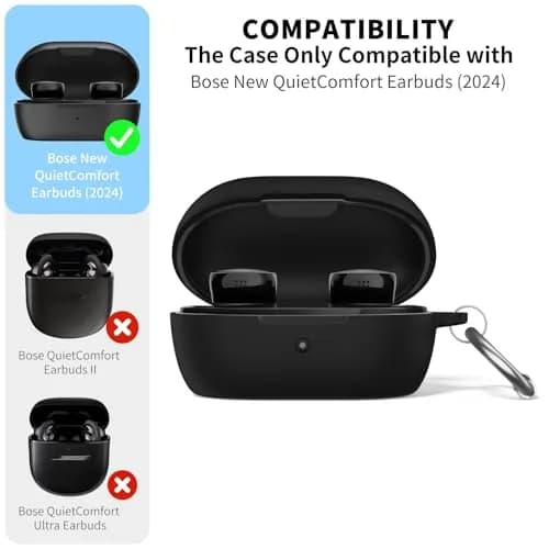 Nimuw for Bose QuietComfort Earbuds (2024) Silicone Case Cover, Black | Shockproof & Skin-Friendly thumbnail 2