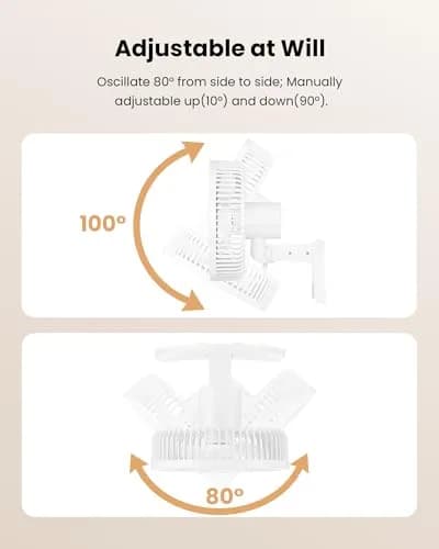 Koonie 8" Wall Mount Fan 35dB Quiet Operation | 3 Speeds, Timer, Remote Control, 10W Energy Efficient thumbnail 5