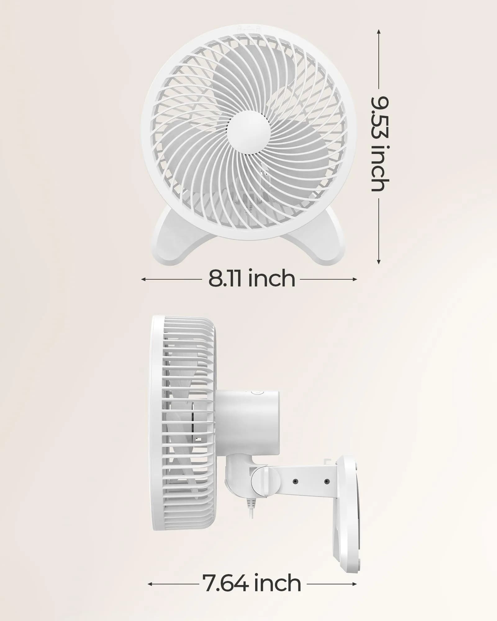 Koonie 8" Wall Mount Fan 35dB Quiet Operation | 3 Speeds, Timer, Remote Control, 10W Energy Efficient - view 7
