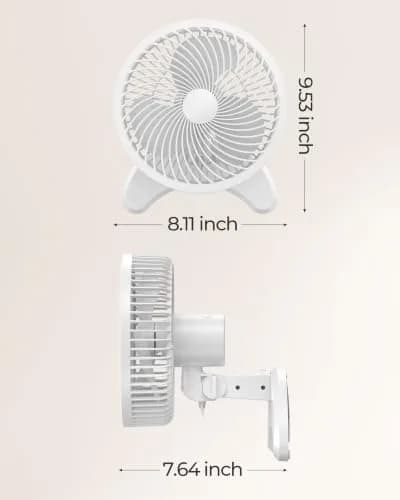 Koonie 8" Wall Mount Fan 35dB Quiet Operation | 3 Speeds, Timer, Remote Control, 10W Energy Efficient thumbnail 7