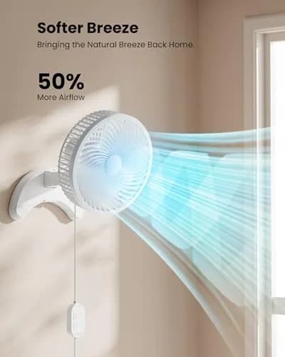 Koonie 8" Wall Mount Fan 35dB Quiet Operation | 3 Speeds, Timer, Remote Control, 10W Energy Efficient thumbnail 3