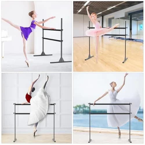SELEWARE 5 FT Height Adjustable Ballet Barre Steel Freestanding Ballet Bar | Heavy Duty Support & Anti-Slip Design thumbnail 2