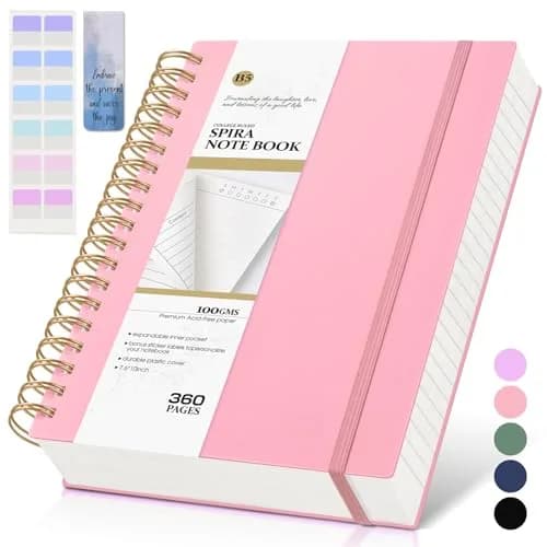 MUAHLIUB Pink Spiral Notebook Journal 360 Pages | Thick College Ruled, Water-Resistant Cover for Writing & School thumbnail 1