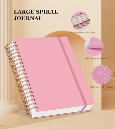 MUAHLIUB Pink Spiral Notebook Journal 360 Pages | Thick College Ruled, Water-Resistant Cover for Writing & School thumbnail 4