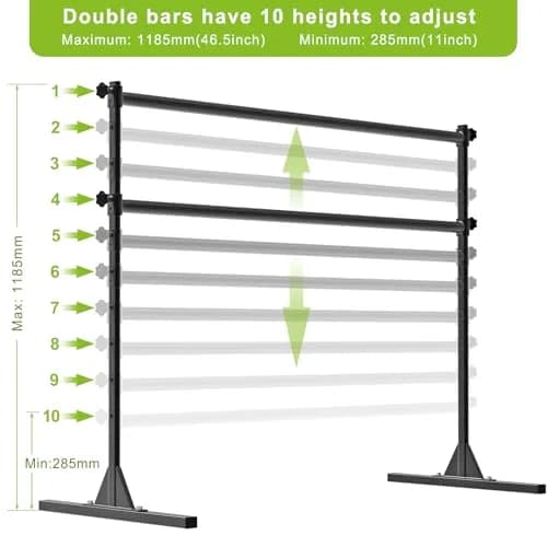 SELEWARE Height Adjustable Ballet Barre 5 FT Steel Freestanding Ballet Bar | Heavy Duty Dance Bar for Studio & Home Use thumbnail 2
