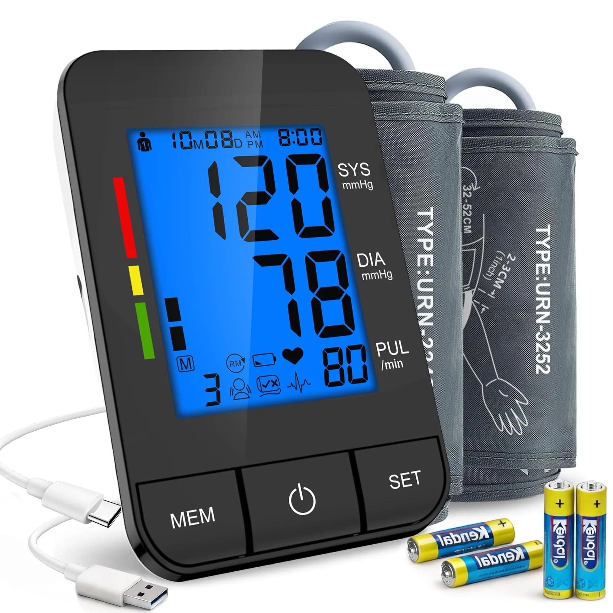 SDUNW Automatic Upper Arm Blood Pressure Monitor with Dual Cuffs | Accurate Home Use - main product image