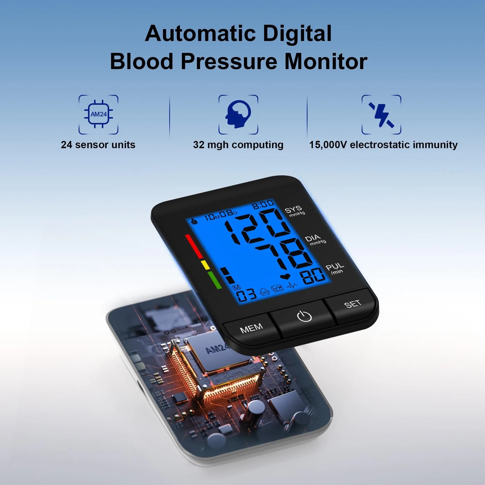SDUNW Automatic Upper Arm Blood Pressure Monitor with Dual Cuffs | Accurate Home Use - view 2