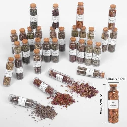 HOOMUU 45-Bottle Dried Herbs Kit for Witchcraft, Wicca Altar and Magic Spells | Natural Organic Herbs for Rituals and Spells thumbnail 4