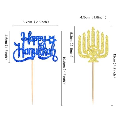 Keaziu Hanukkah Cupcake Toppers 24PCS | Festive Cake Decorations with Star of David (70-120 chars) thumbnail 5