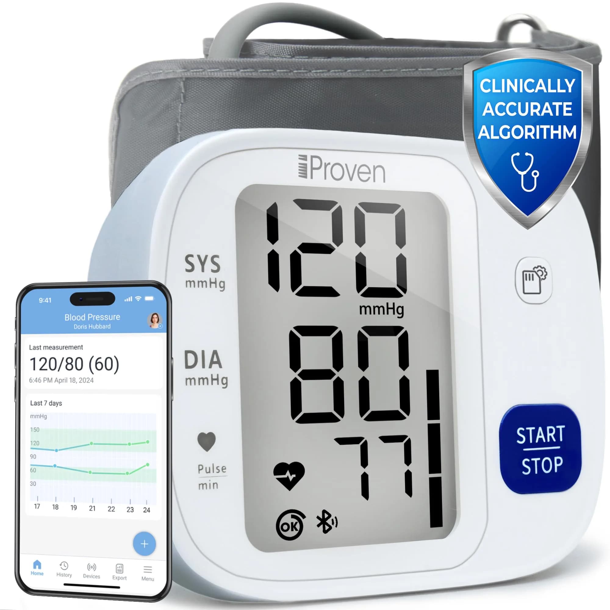 iProvèn Bluetooth Blood Pressure Monitor with App Integration & Large Backlit Display | Clinically Accurate Readings - main product image