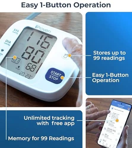 iProvèn Bluetooth Blood Pressure Monitor with App Integration & Large Backlit Display | Clinically Accurate Readings thumbnail 2