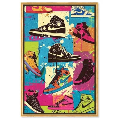 NotoriArt Wall Art Canvas 46" x 31" | Modern Graffiti Wall Decor with Gold Frame thumbnail 1