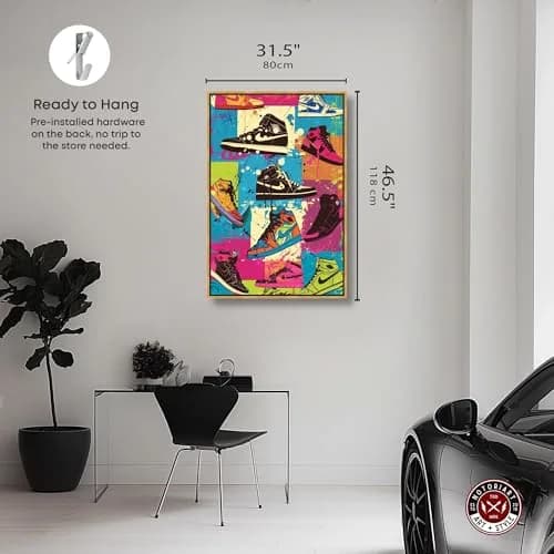 NotoriArt Wall Art Canvas 46" x 31" | Modern Graffiti Wall Decor with Gold Frame thumbnail 4
