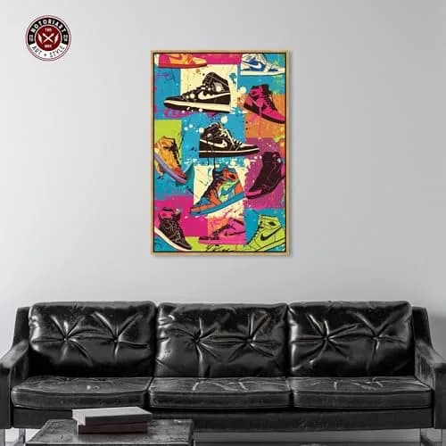 NotoriArt Wall Art Canvas 46" x 31" | Modern Graffiti Wall Decor with Gold Frame thumbnail 2