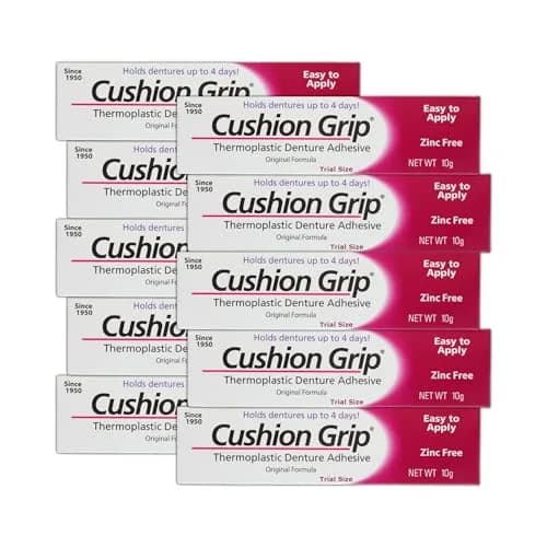 Cushion Grip Thermoplastic Denture Adhesive 10.35ml (0.35 Fl Oz) Pack of 10 | Long-Lasting Hold Up to 4 Days thumbnail 1