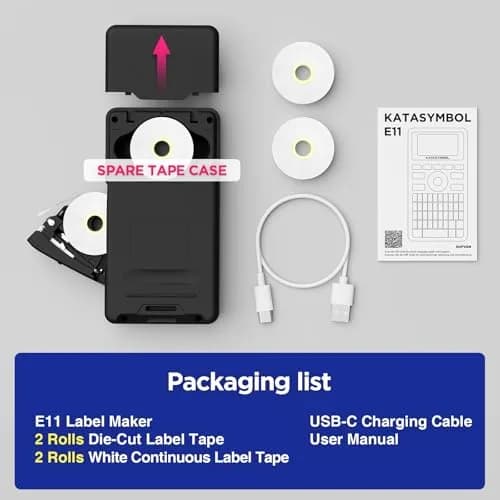 SUPVAN E11 Bluetooth Label Maker Machine with 4 Tapes & Keyboard | 14.7cm (5.8") Black thumbnail 9