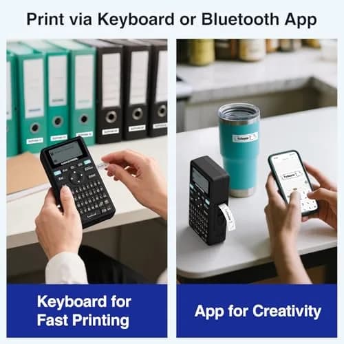 SUPVAN E11 Bluetooth Label Maker Machine with 4 Tapes & Keyboard | 14.7cm (5.8") Black thumbnail 2