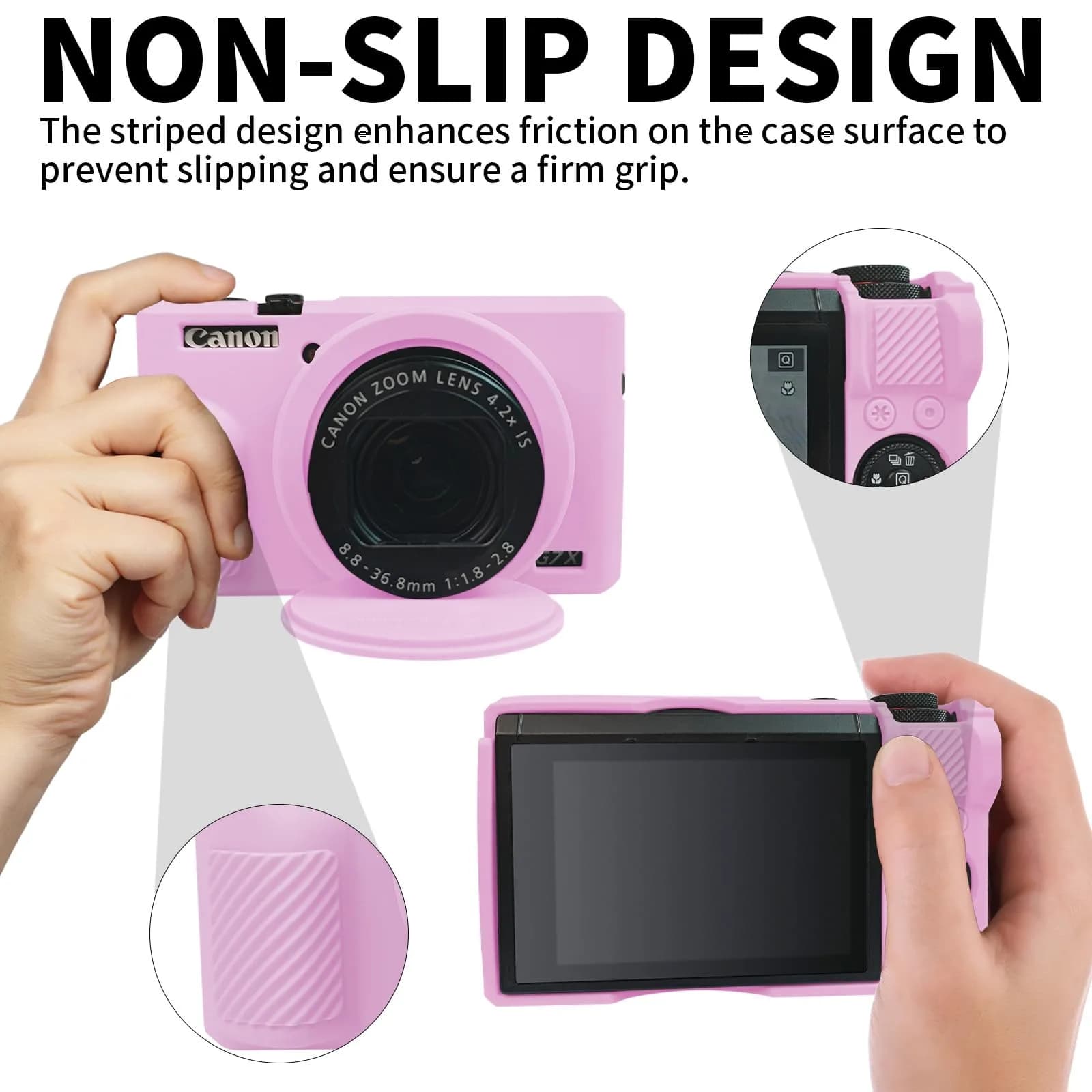 Easy Hood Silicone Camera Case for Canon G7X Mark III (Light Pink) | Protects from Dust & Scratches - view 3