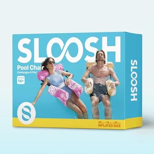 Sloosh Inflatable Pool Floats Lounge Chairs 2-Pack | Tropical Leaves-Champagne, Pink (2 Chairs) thumbnail 9