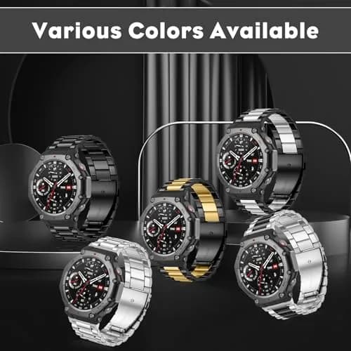 CeiLarv Stainless Steel Watch Band for Amazfit T-Rex 3, 22mm (Black) | Polished Metal Strap with Quick Release thumbnail 6