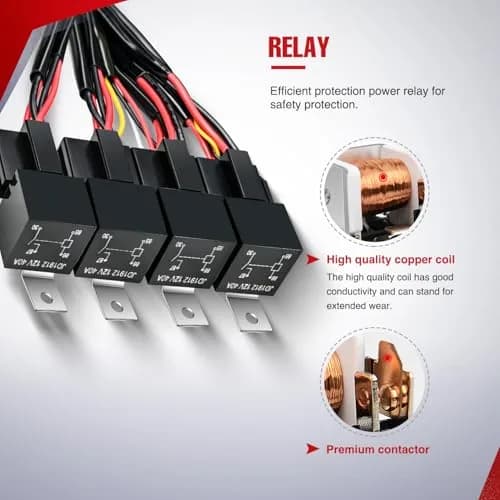 Nilight 4 Gang Rocker Switch Panel Wiring Harness Kit 12V | 16AWG 14AWG 12AWG Power Relay Blade Fuse 5Pin 4 Gang Toggle Switches for Cars Boat ATV Trucks-8 Leads thumbnail 4