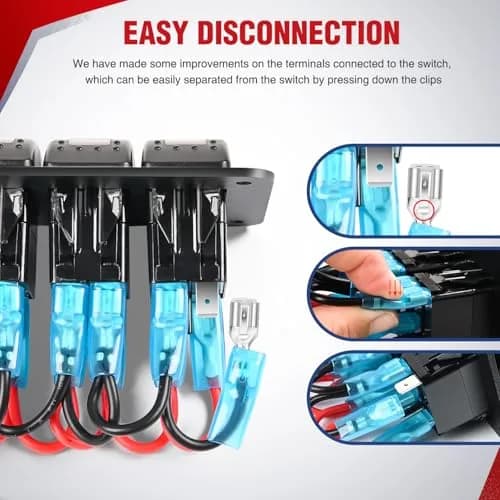 Nilight 4 Gang Rocker Switch Panel Wiring Harness Kit 12V | 16AWG 14AWG 12AWG Power Relay Blade Fuse 5Pin 4 Gang Toggle Switches for Cars Boat ATV Trucks-8 Leads thumbnail 7