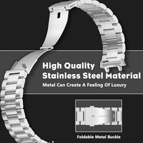 CeiLarv Metal Watch Band for Amazfit T-Rex 3 | Stainless Steel, Adjustable, Silver thumbnail 3