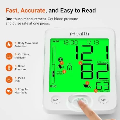 iHealth Accu Bluetooth Upper Arm Blood Pressure Monitor with Large Cuff (22-42 cm) | Clinically Accurate Home BP Monitoring thumbnail 4