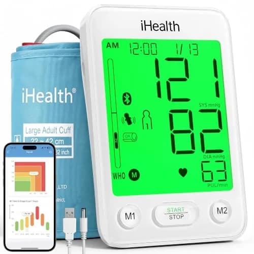 iHealth Accu Bluetooth Upper Arm Blood Pressure Monitor with Large Cuff (22-42 cm) | Clinically Accurate Home BP Monitoring thumbnail 1