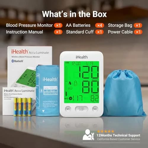 iHealth Accu Bluetooth Upper Arm Blood Pressure Monitor with Large Cuff (22-42 cm) | Clinically Accurate Home BP Monitoring thumbnail 9