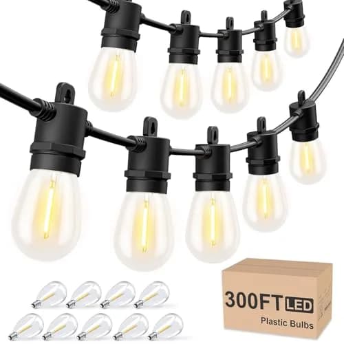 Svater 300 FT Outdoor String Lights Waterproof Waterproof IP65, 120V, 50 Lumens, Black thumbnail 1