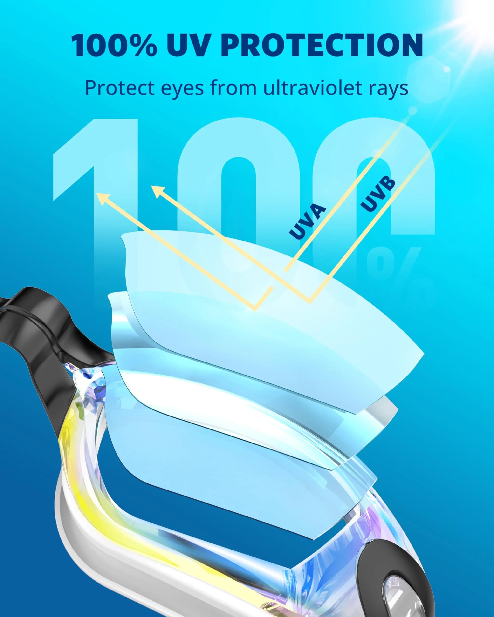Aegend Mirrored Swim Goggles for Adults & Youth | Anti-Fog, UV Protection, Leakproof - view 2