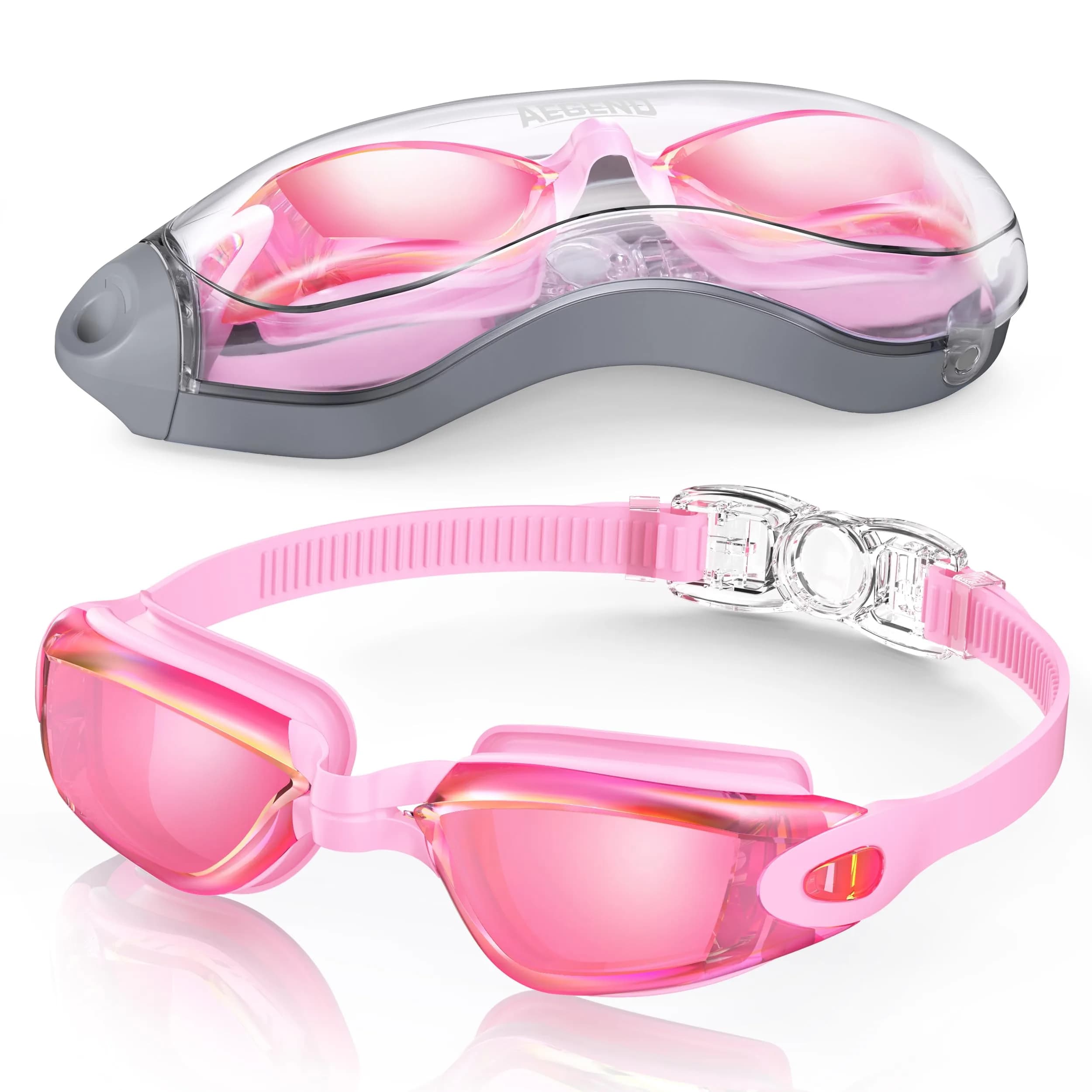 Aegend Swim Goggles for Adults & Youth | Mirrored Anti-Fog, UV Protection, Leakproof Silicone Seal