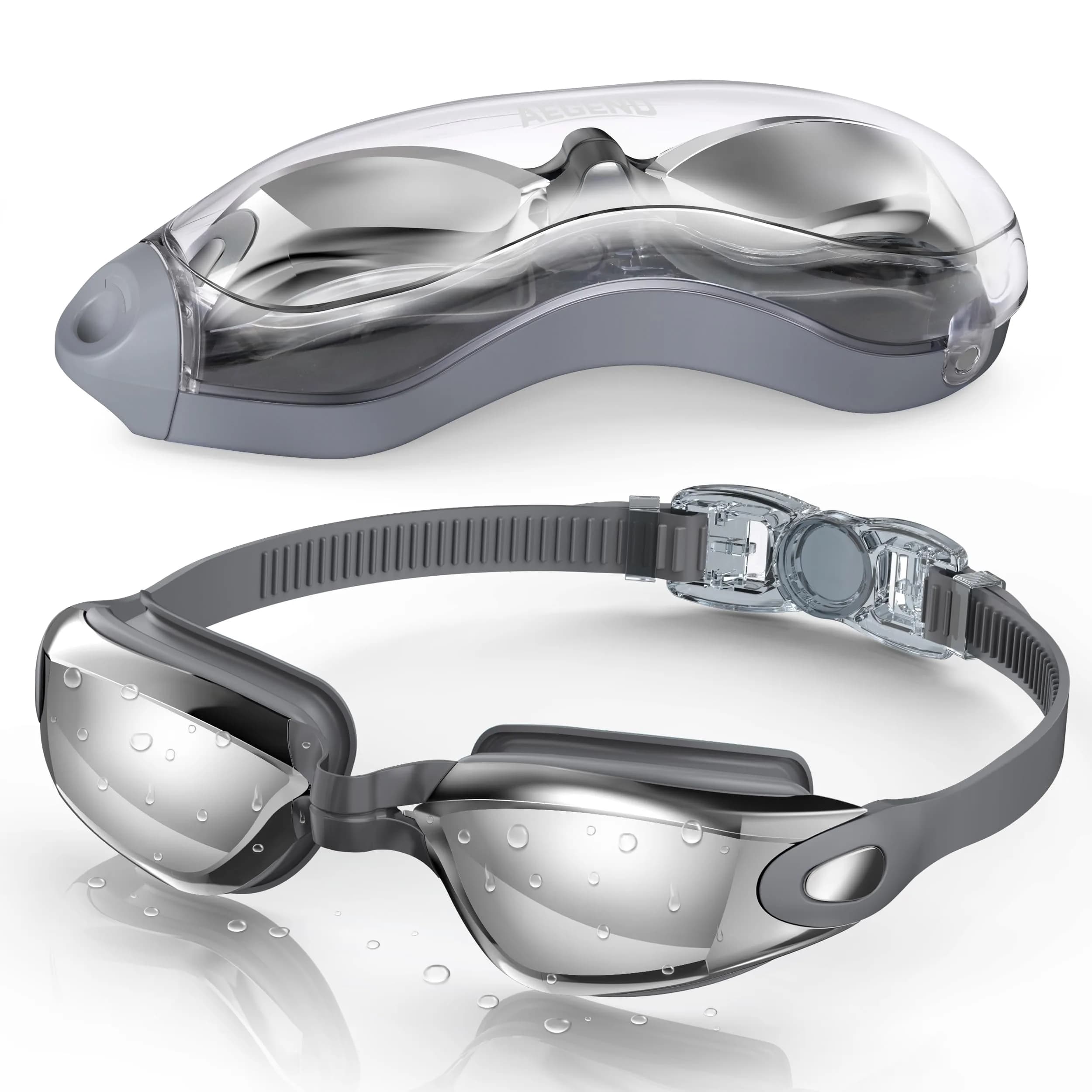 Aegend Mirrored Swim Goggles for Adults & Youth | Anti-Fog, UV Protection, 180° Panoramic View