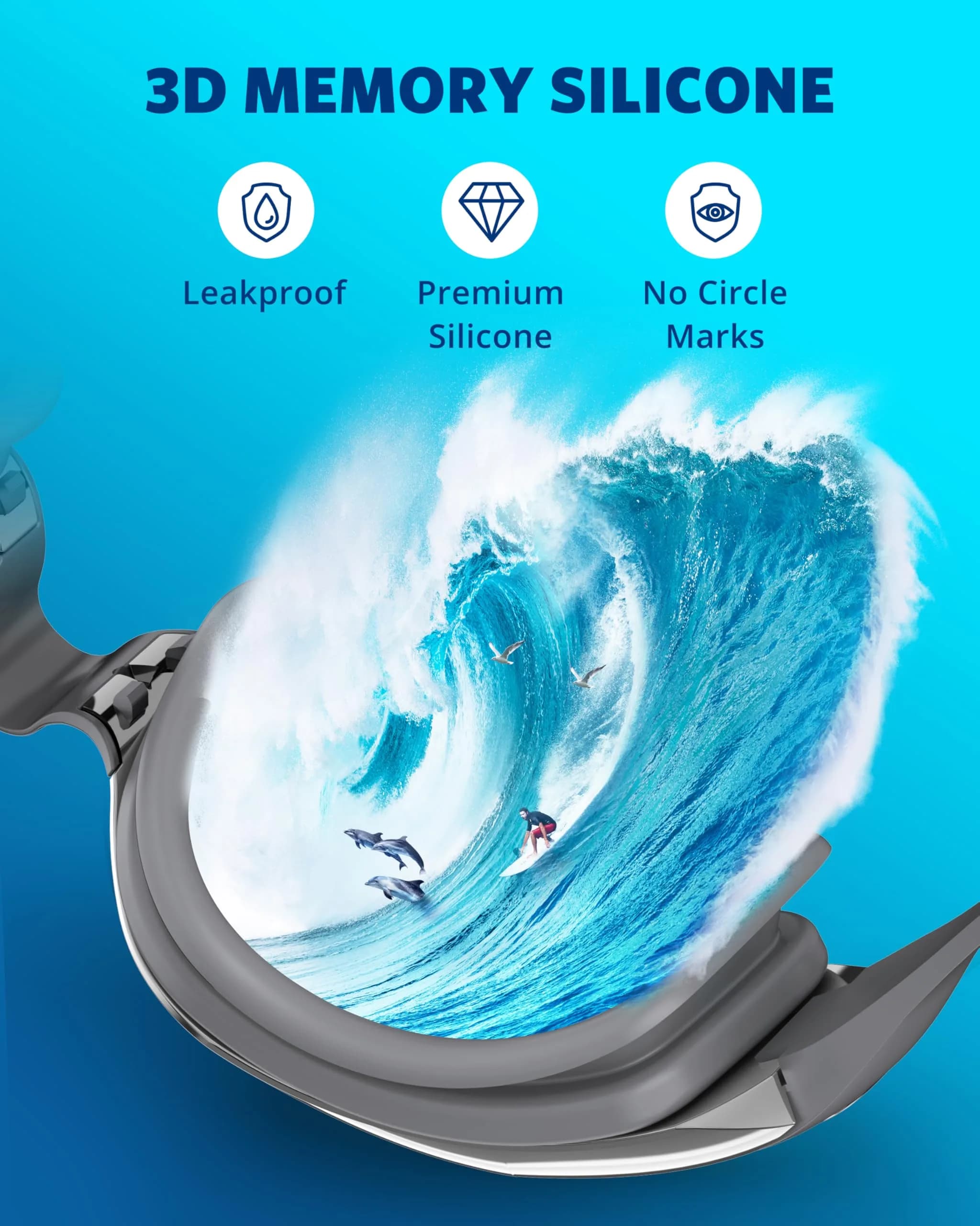 Aegend Mirrored Swim Goggles for Adults & Youth | Anti-Fog, UV Protection, 180° Panoramic View - view 4