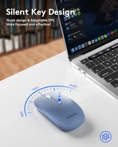 Samsers Foldable Bluetooth Keyboard and Mouse Combo - Full-Size Portable Travel Keyboard & Rechargeable Wireless Mouse for Windows Android iOS Mac OS, Young Blue thumbnail 4