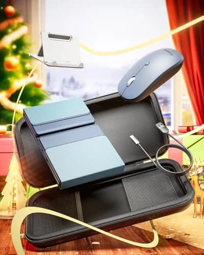 Samsers Foldable Bluetooth Keyboard and Mouse Combo - Full-Size Portable Travel Keyboard & Rechargeable Wireless Mouse for Windows Android iOS Mac OS, Young Blue thumbnail 9