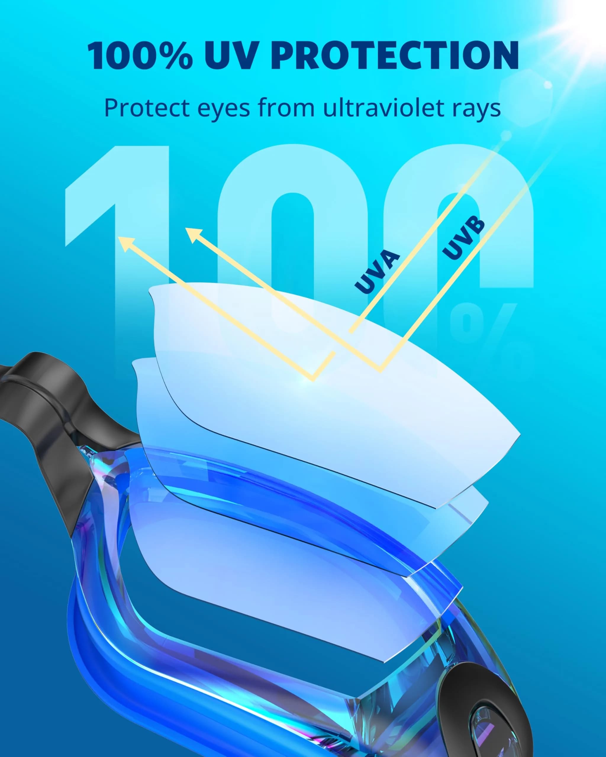 Aegend Swim Goggles No Leaking Full Protection Adult Youth with Mirrored Lenses - view 2