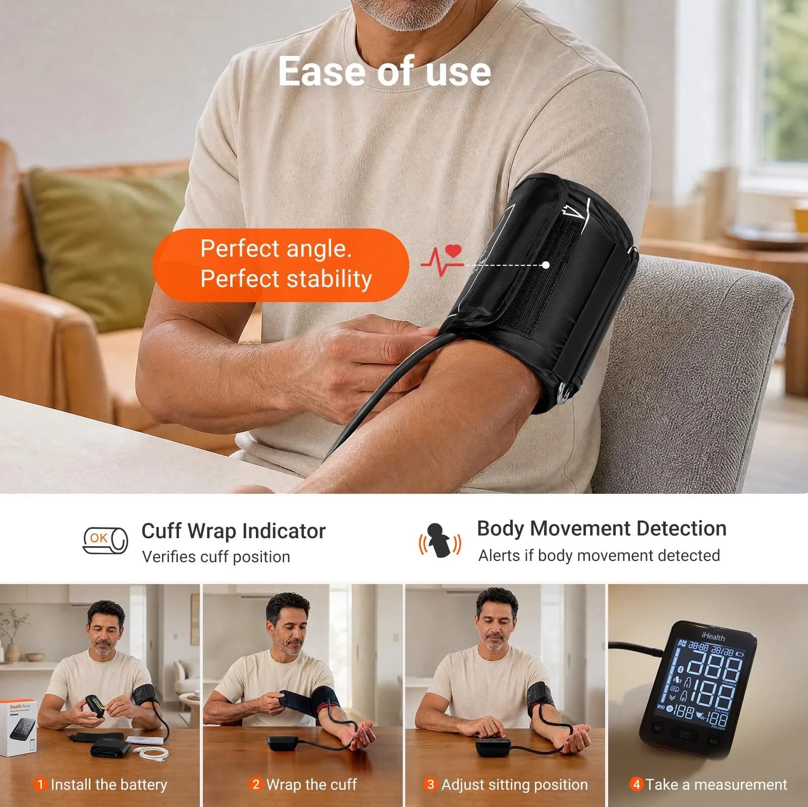 iHealth Accu Bluetooth Upper Arm Blood Pressure Monitor with Large Cuff | Clinically Accurate Home BP Machine - view 5