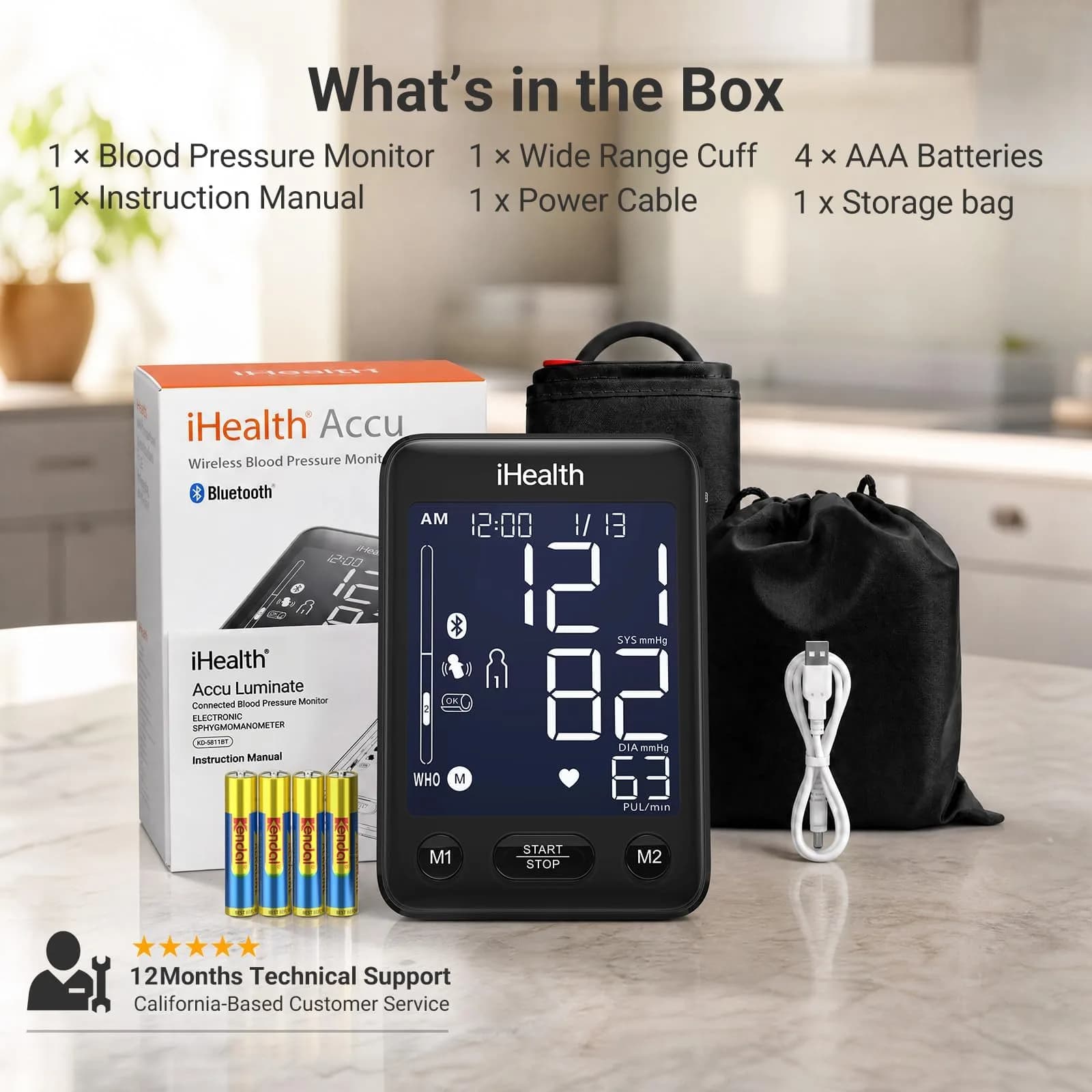 iHealth Accu Bluetooth Upper Arm Blood Pressure Monitor with Large Cuff | Clinically Accurate Home BP Machine - view 9