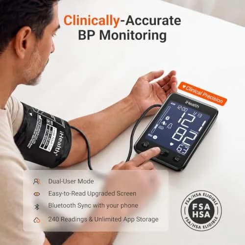 iHealth Accu Bluetooth Upper Arm Blood Pressure Monitor with Large Cuff | Clinically Accurate Home BP Machine thumbnail 2