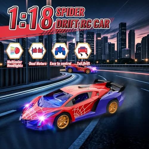 ZIROKAY Spider Remote Control Car with Multi-Color Flash Lights & Drift Action, 25.5cm (10.04 in) | Ages 3-12 thumbnail 3