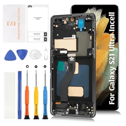 Olivechard Black Wireless Accessory Replacement Screen for Galaxy S21 Ultra | InCell LCD & Frame thumbnail 1