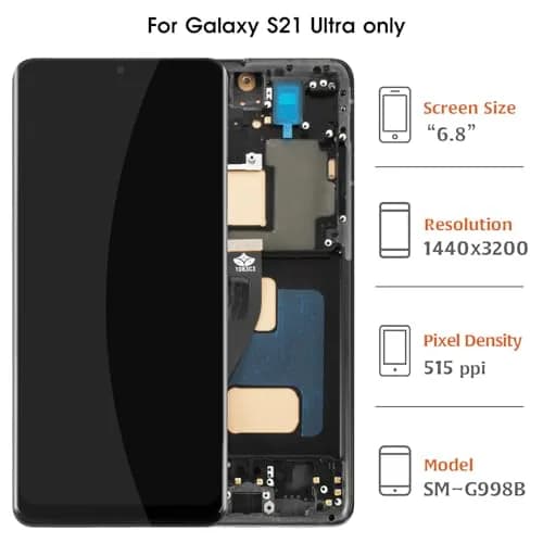 Olivechard Black Wireless Accessory Replacement Screen for Galaxy S21 Ultra | InCell LCD & Frame thumbnail 2
