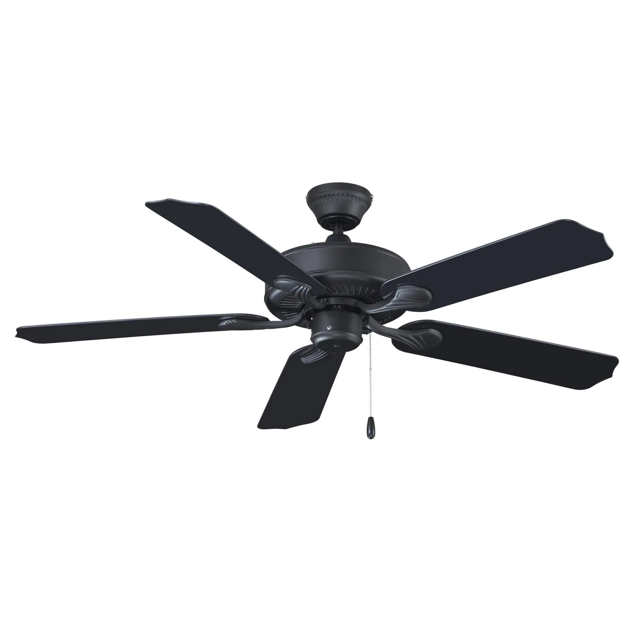 RP Lighting Sunset 52-Inch 5 Blade Ceiling Fan | Matte Black, Indoor/Outdoor, Reversible, 3-Speed, Wet Location Listed