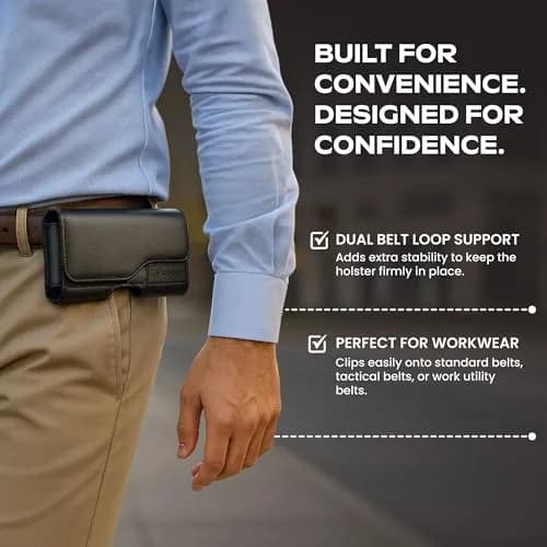 Stronden Leather Holster for iPhone 17 Pro Max, 16 Pro Max | Magnetic Closure, Card Holder, Impact-Resistant Belt Clip thumbnail 4